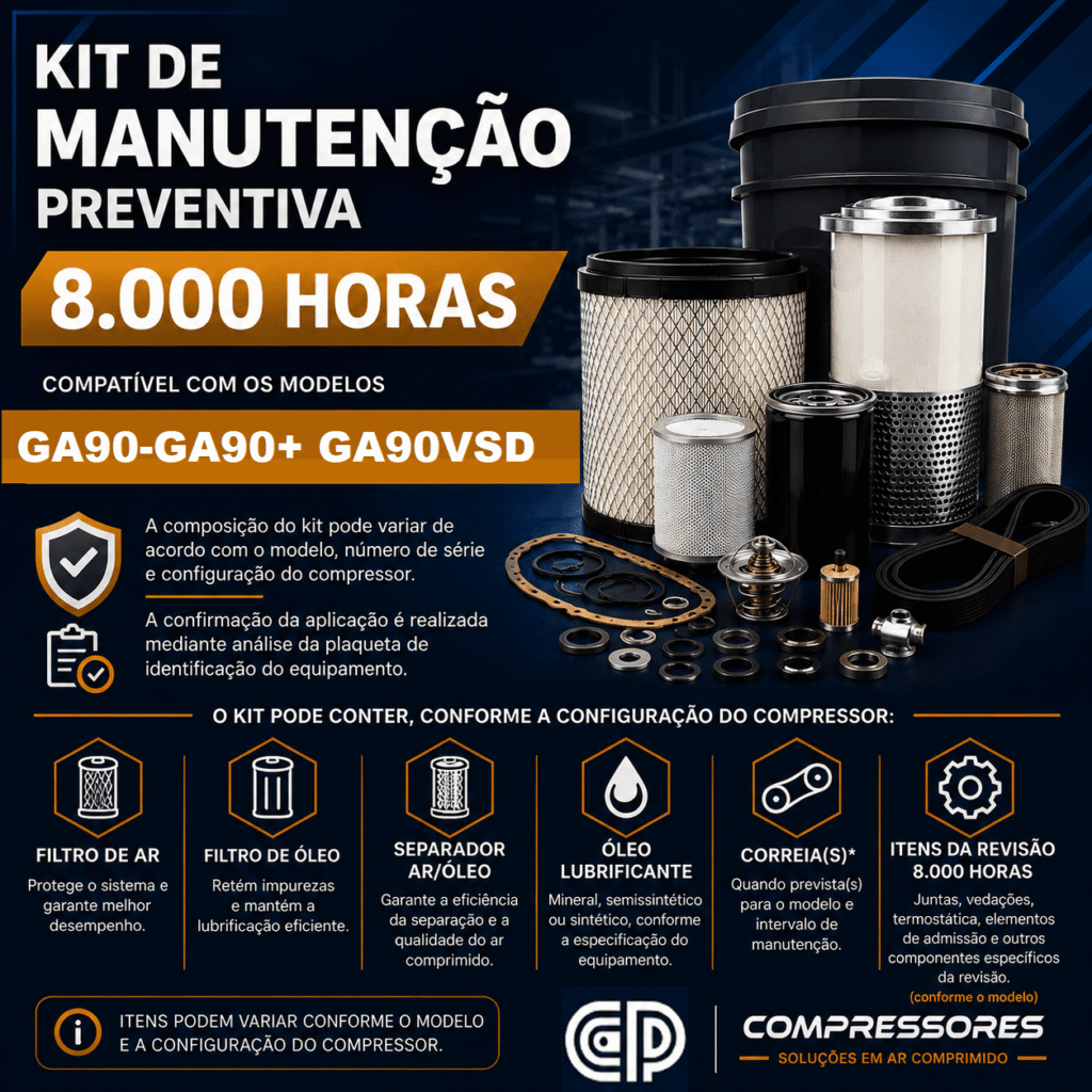 Kit de Manutenção Compatível 8000 Horas – Referência Atlas Copco GA90