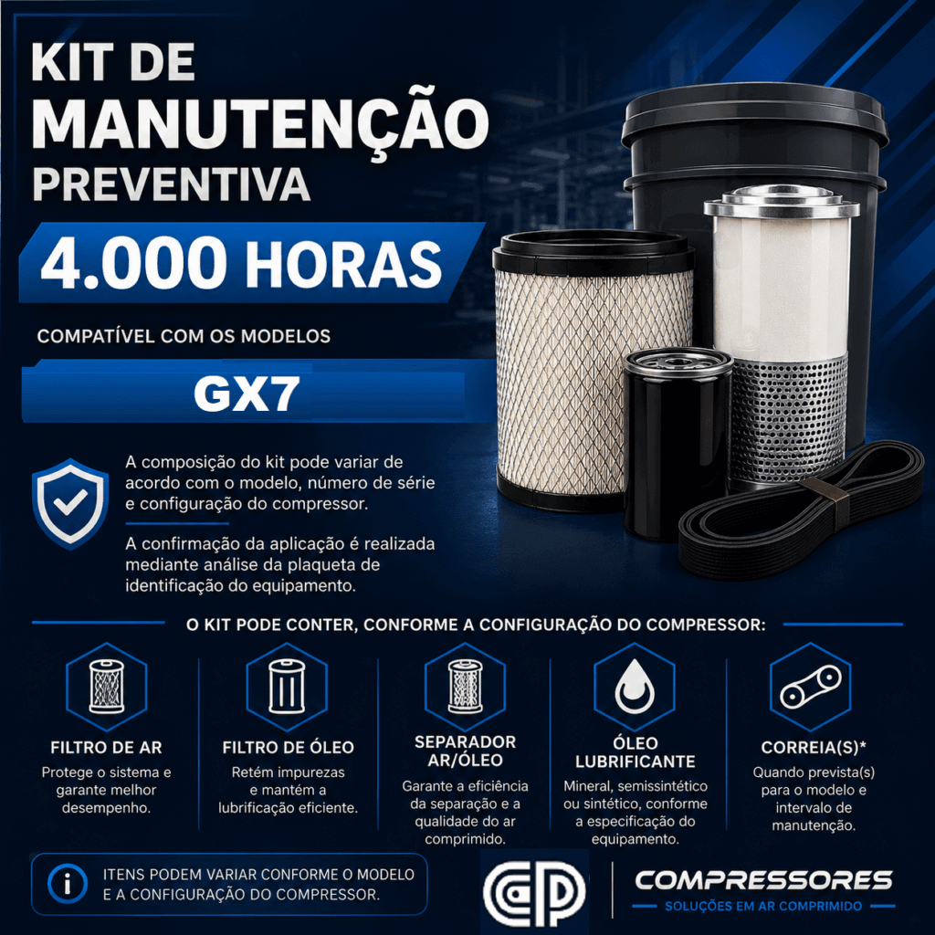 Kit de Manutenção Compatível 4.000 Horas para Atlas Copco GX7