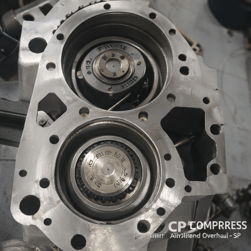 Unidade compressor parafuso com os rolamentos montados