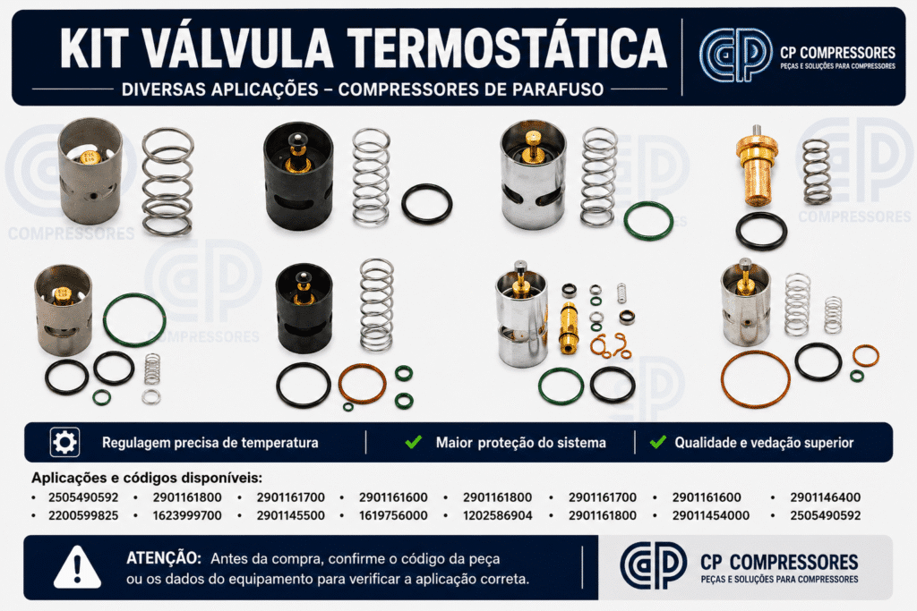 Kit Válvula Termostática Diversas Marcas e Modelos Compressores de Parafuso